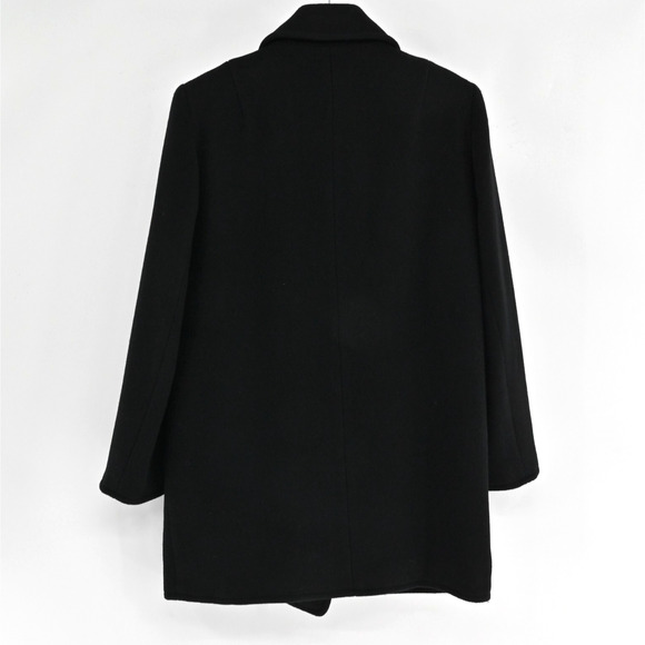 Vtg‎ ANNE KLEIN Womens Wool Pea Coat Size XS Black Mid Double Breasted USA 90s - Picture 2 of 13